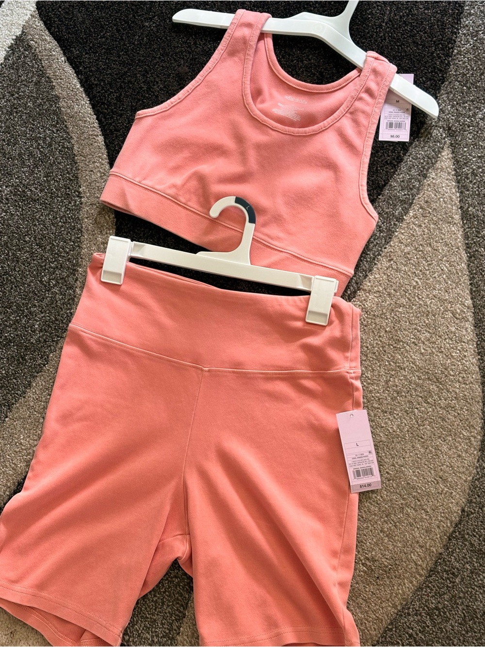 Women’s Coral Active Bike Shorts & Crop Tank Set